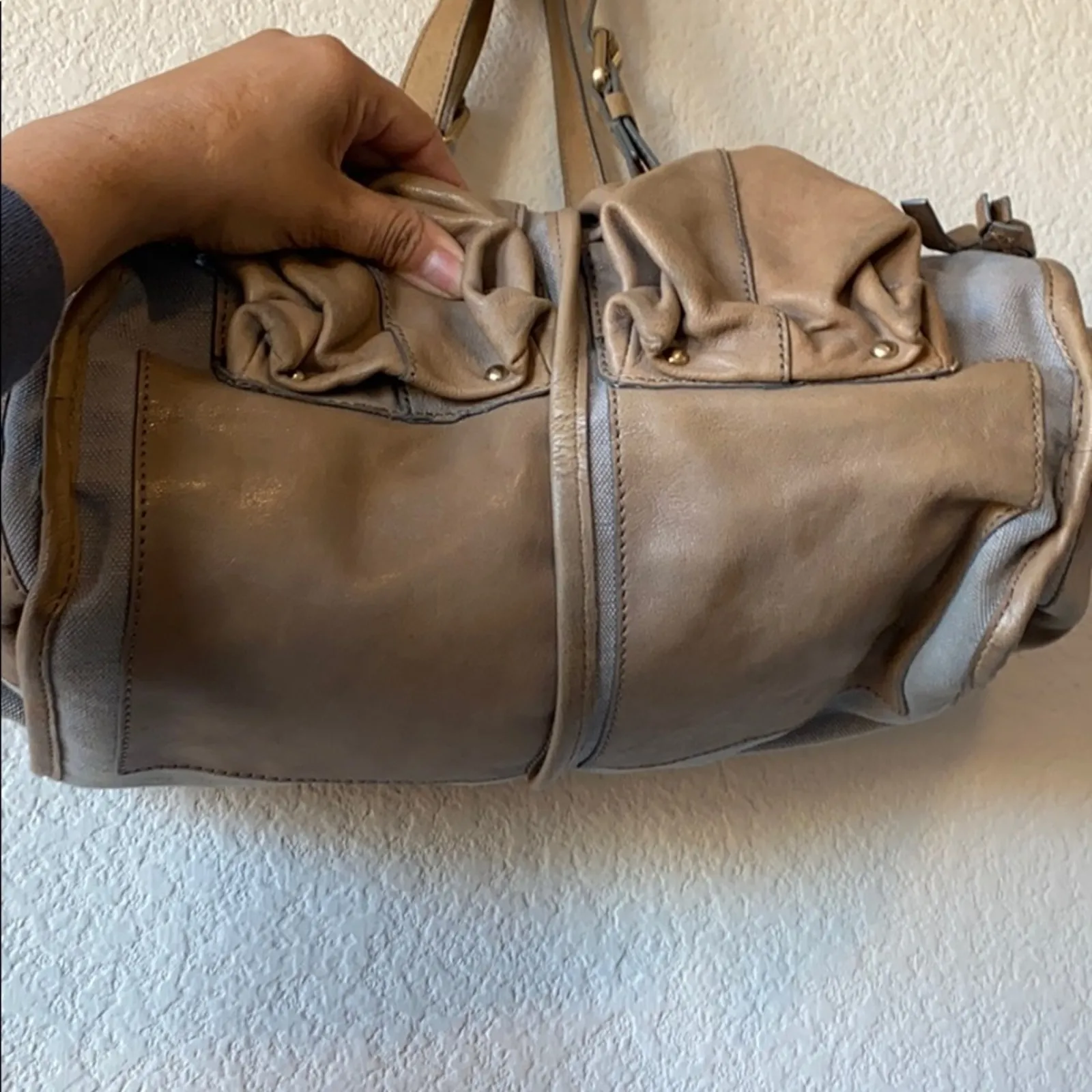Schuler & Sons Philadelphia Anthropologie leather shoulder bag Y2K neutral - Image 11