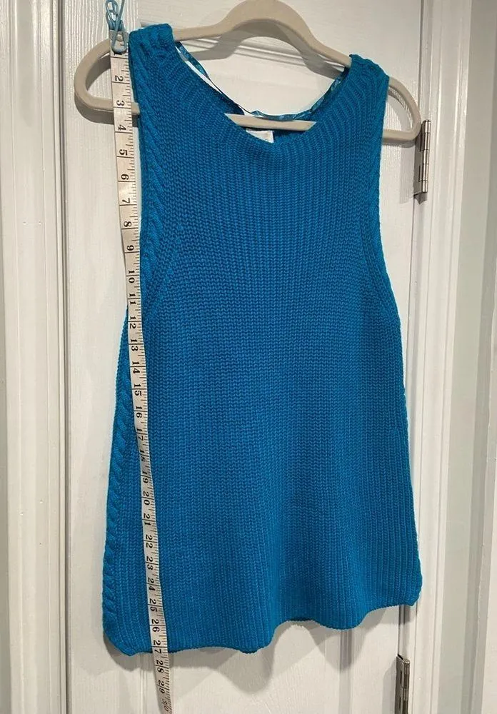 NWT Cupio Size XL Scoop Neck Sleeveless Cotton Teal Blue Knit Vest Top Cotton - Image 7