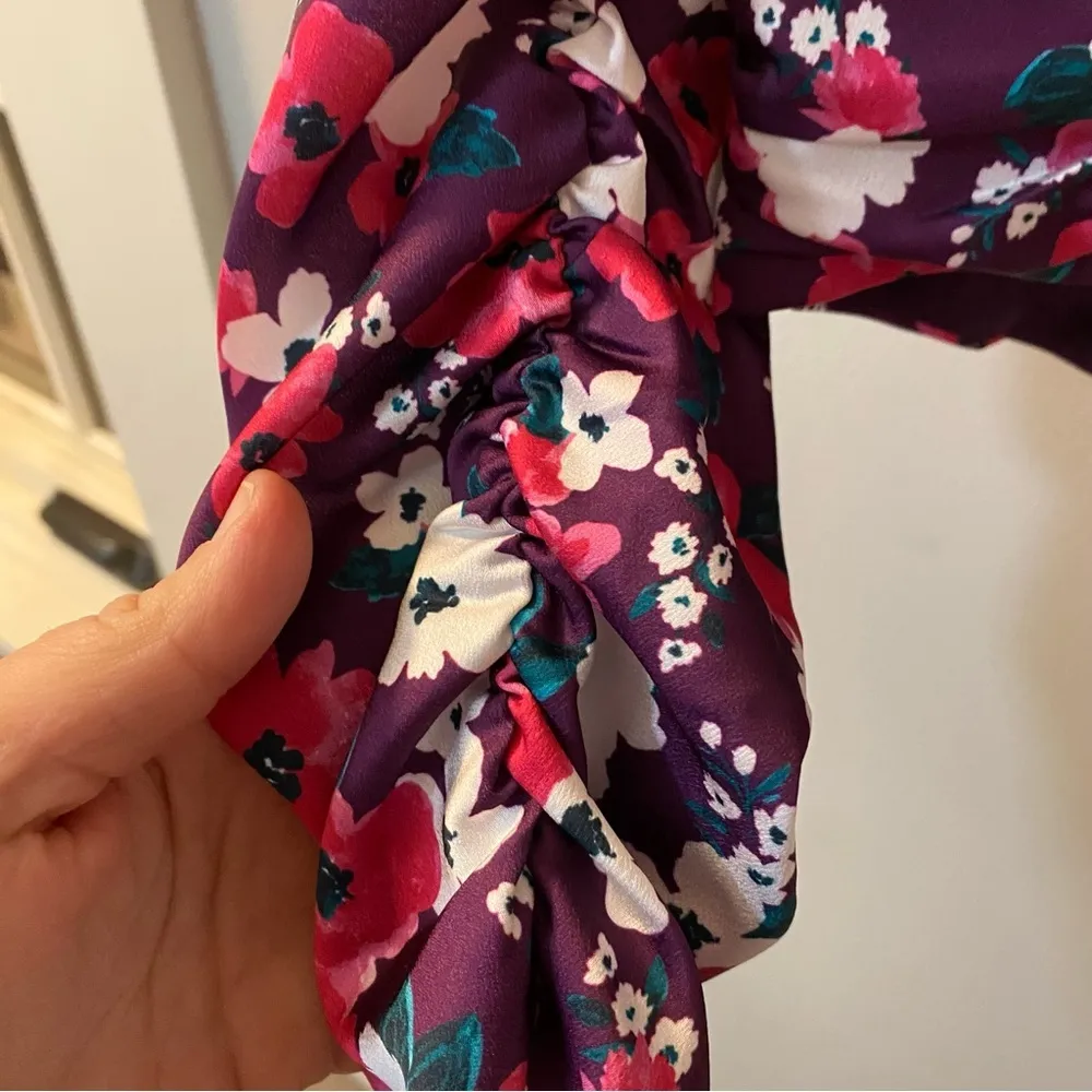 For love & lemons Penny fushia puff sleeve cropped long sleeve blouse X-small - Image 5