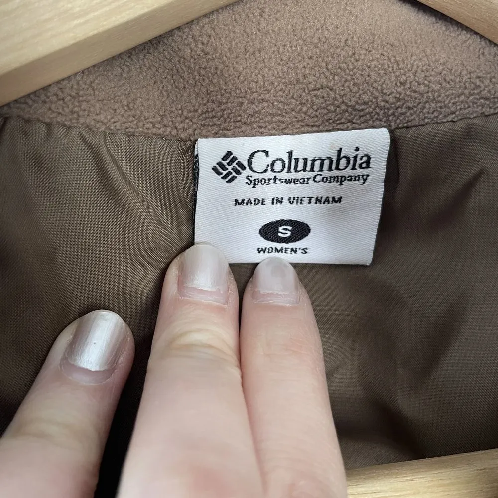 Columbia brown full zip quilted fleece women's winter vest warm size S pockets - Image 4