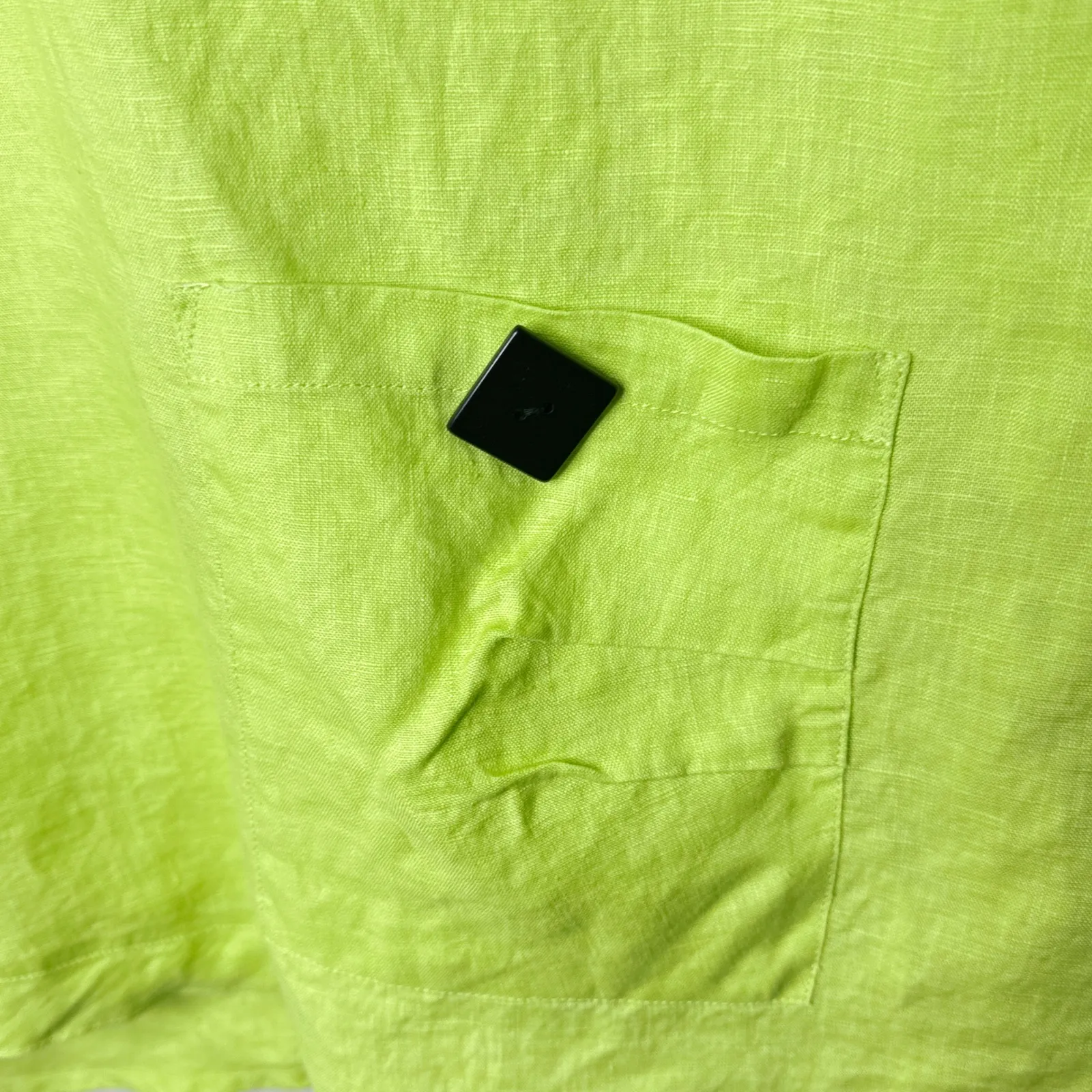 Ali Miles Women's 100% Linen Top Tunic Chartreuse Green 3/4 Sleeve Pocket Medium - Image 4