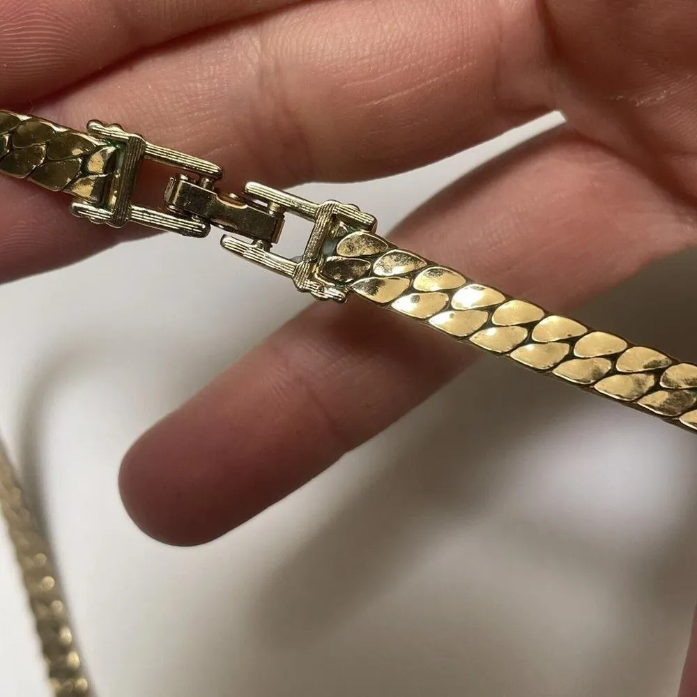 Beautiful Signed Swarovski Costume Necklace Gold Tone Black Enamel Bow / Crystal - Image 11