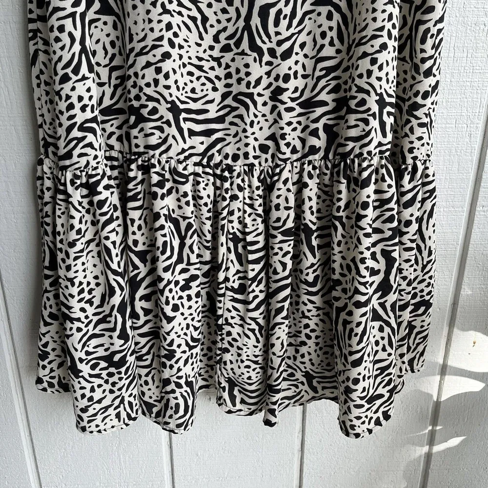 Munthe Ernie Flounce Ruffle Midi Dress in Sand Tan and Black Print Size 38 US 6 - Image 11