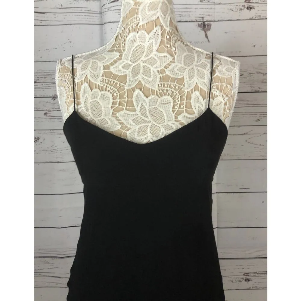 Y2K Ann Taylor Silk tiered Formal Black Spaghetti strap Dress size 4 - Image 3