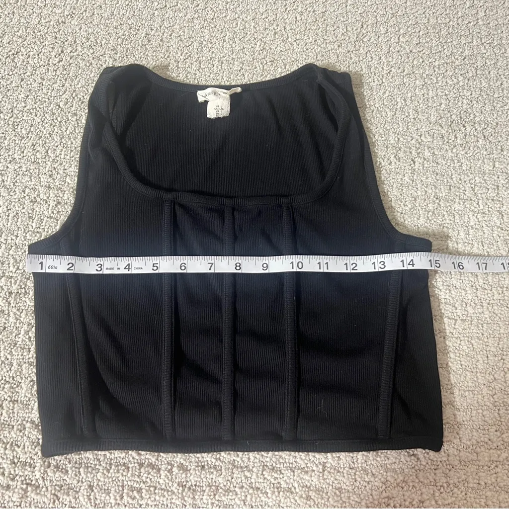 Happily Grey Chic Black Ribbed Crop Top Size L - Image 4