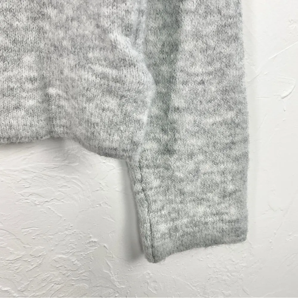 Topshop Heathered Gray Cropped Hooded Sweater 4-6 NWT - Image 2