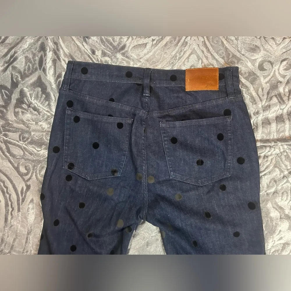 J Crew 9" High Rise Toothpick Jeans Womens Black Polka Dot Sz 29 - Image 8