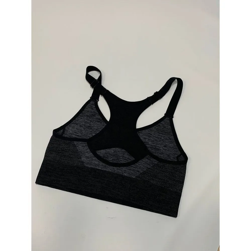 Avia Women’s Seamless Low Support Racerback Gym Sports Bra Black Gray Size XL - Image 3