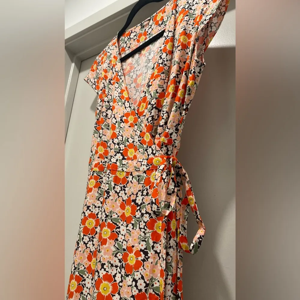 J. Crew Mercantile Multicolor Floral Midi Wrap Dress - S - Image 13