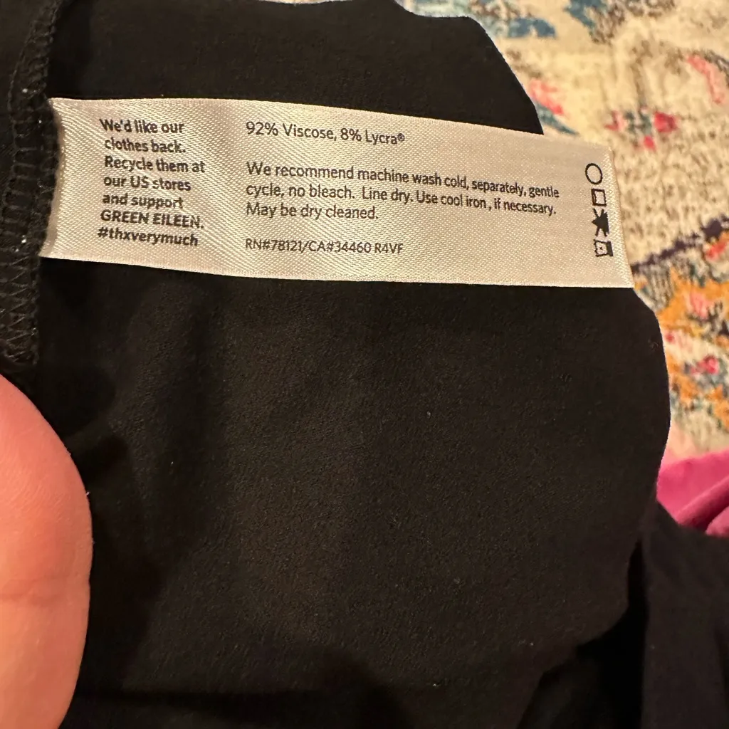 Eileen Fisher Black Drape Pullover Long Sleeve Midi dress Size Small - Image 7