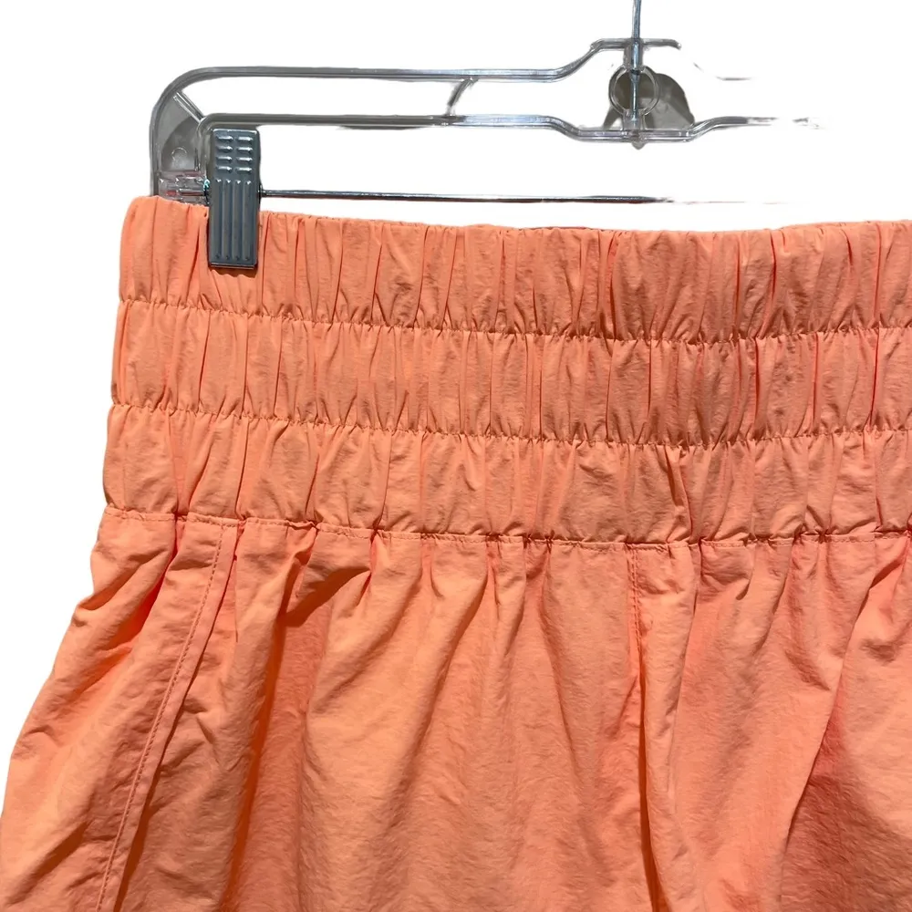 Zenana Cross Country Smocked Waist Running Shorts Sherbet Orange Size Medium - Image 4