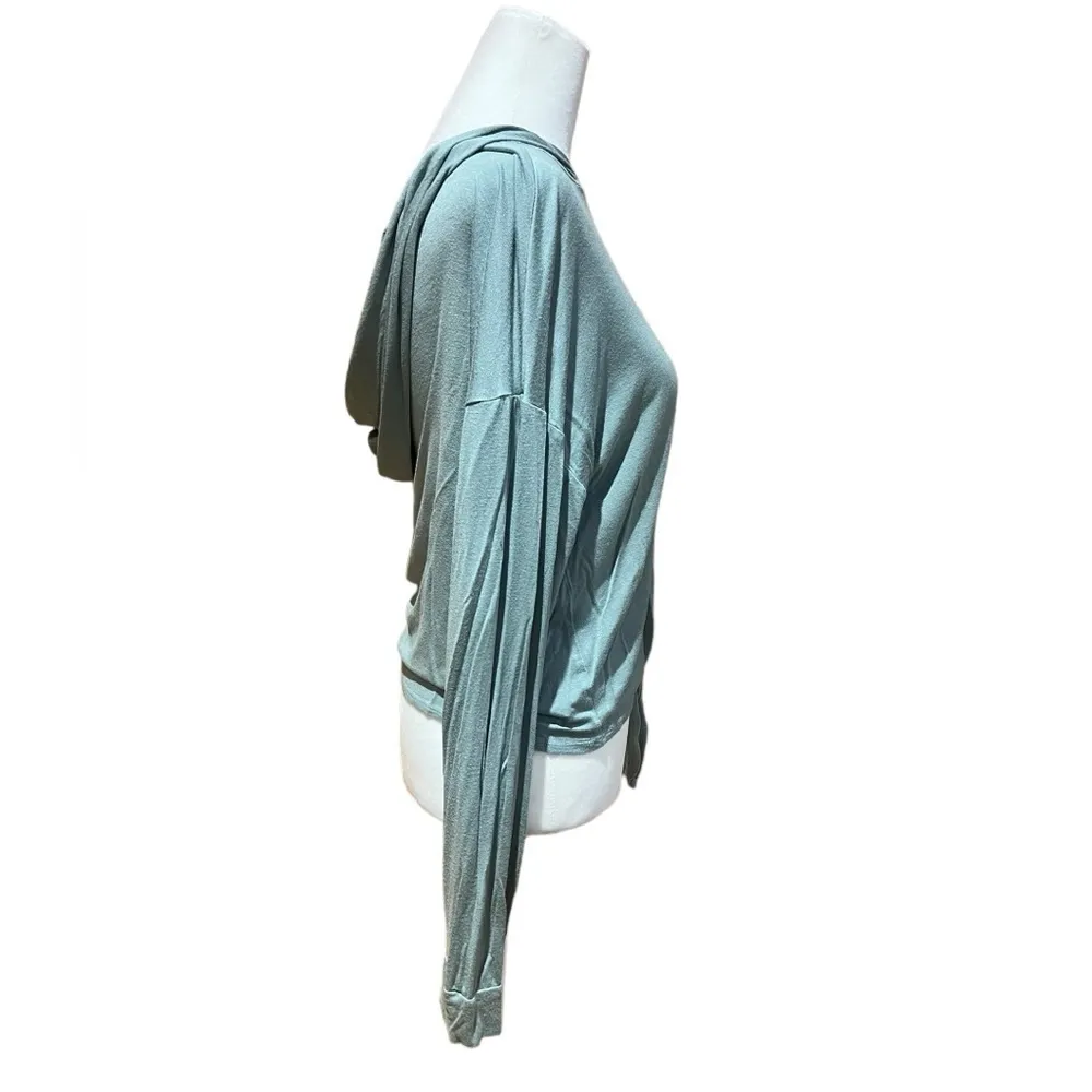 Forever 21 Green Hooded Long Sleeve Tie Waist Shirt - Image 2