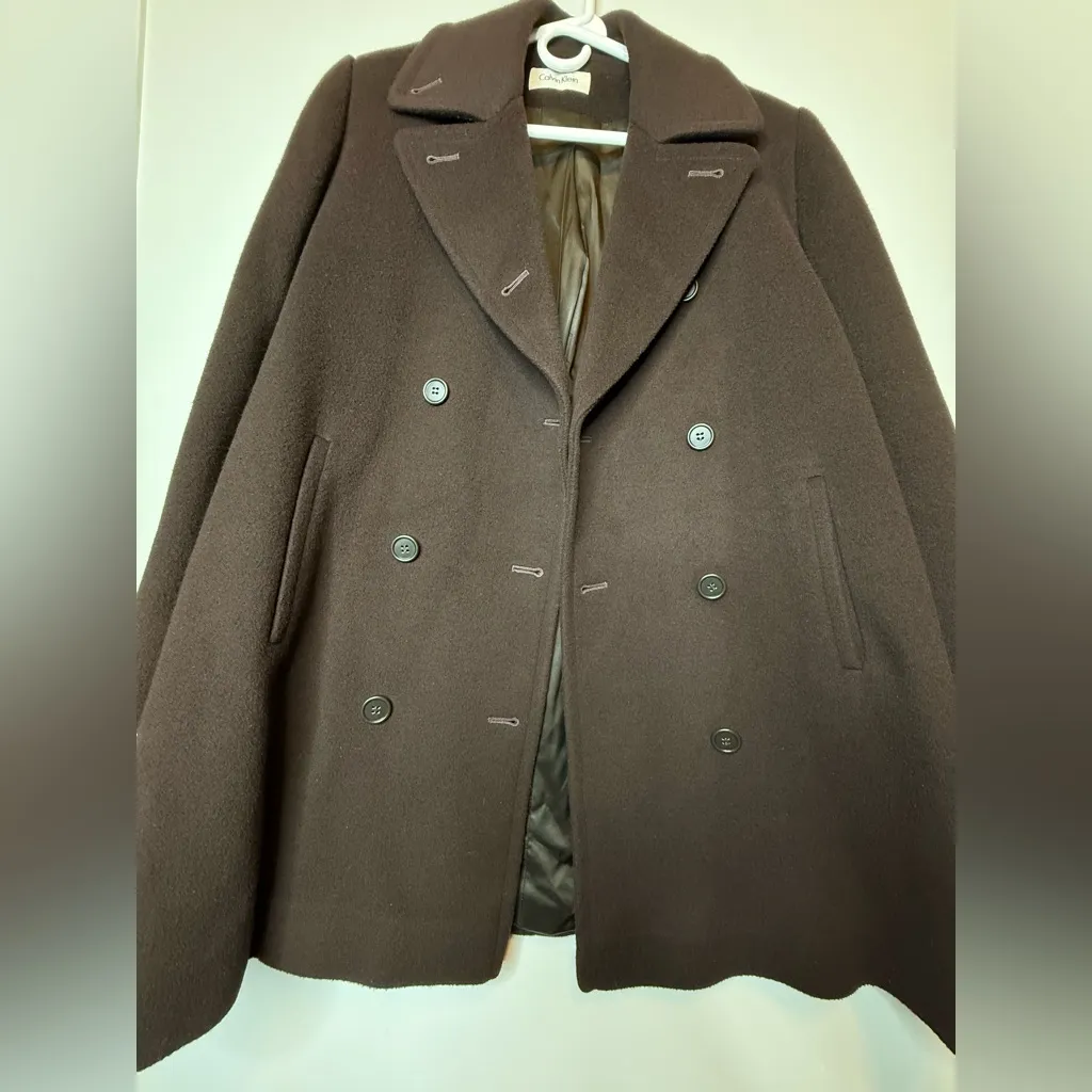 Calvin Klein Women's 100% Wool Double-Breasted Peacoat -Chocolate Brown - Image 14