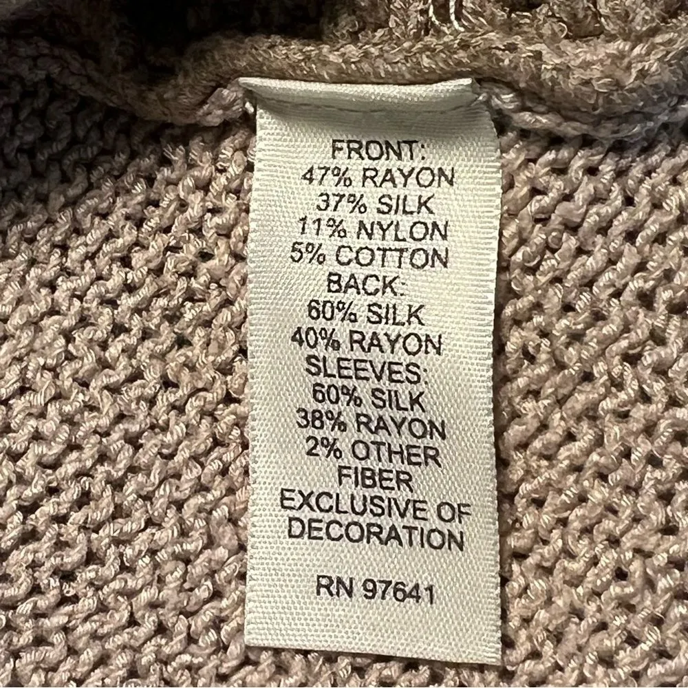 J Jill Henley Crochet Lace Sweater Top Sz XL Taupe Lightweight Boho Grandmacore Brown - Image 8