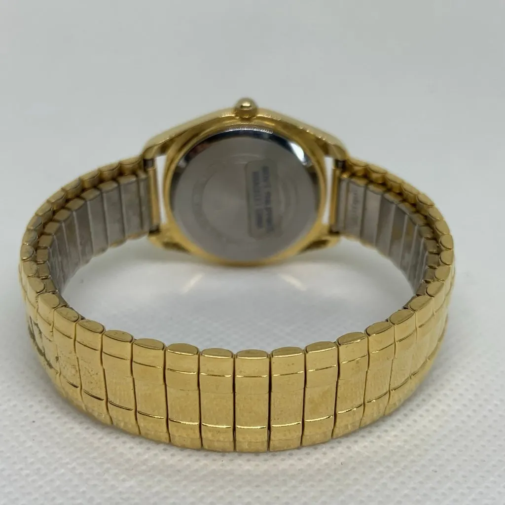 Acqua women gold tone watch quartz analog 28mm stretch band size 6” running - Image 4