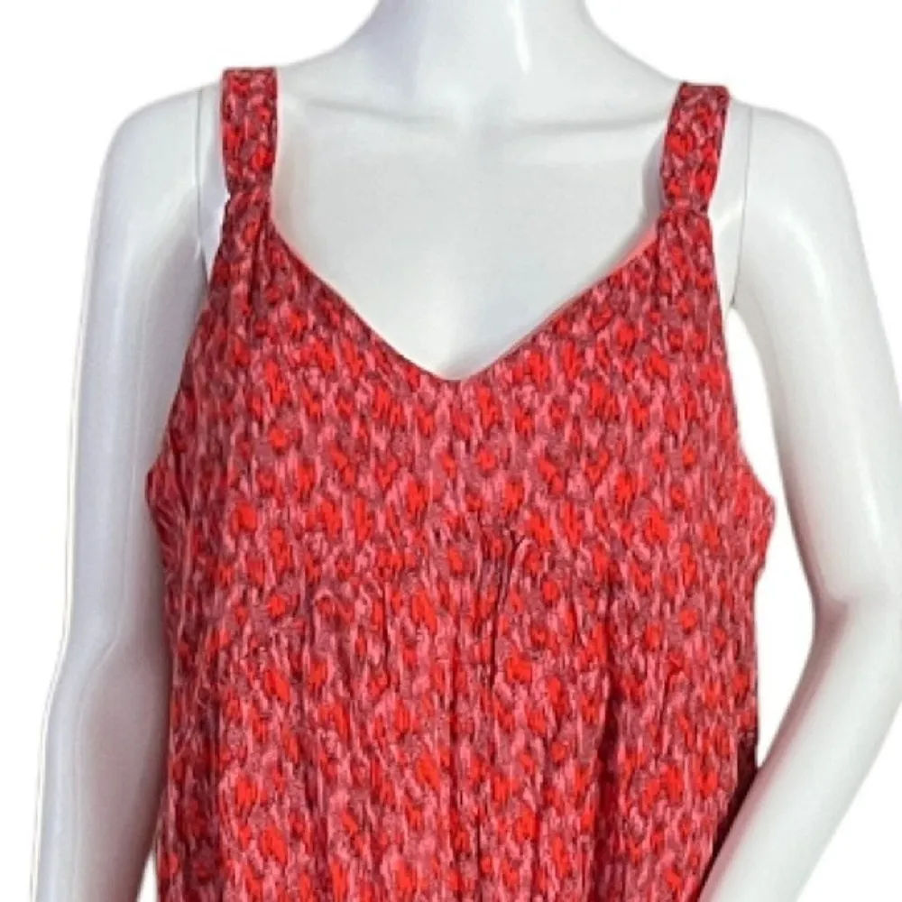 Joie Dress Womens Medium Red Pink Tea Rose Bondi Tier Maxi Sundress Boho Peasant - Image 4