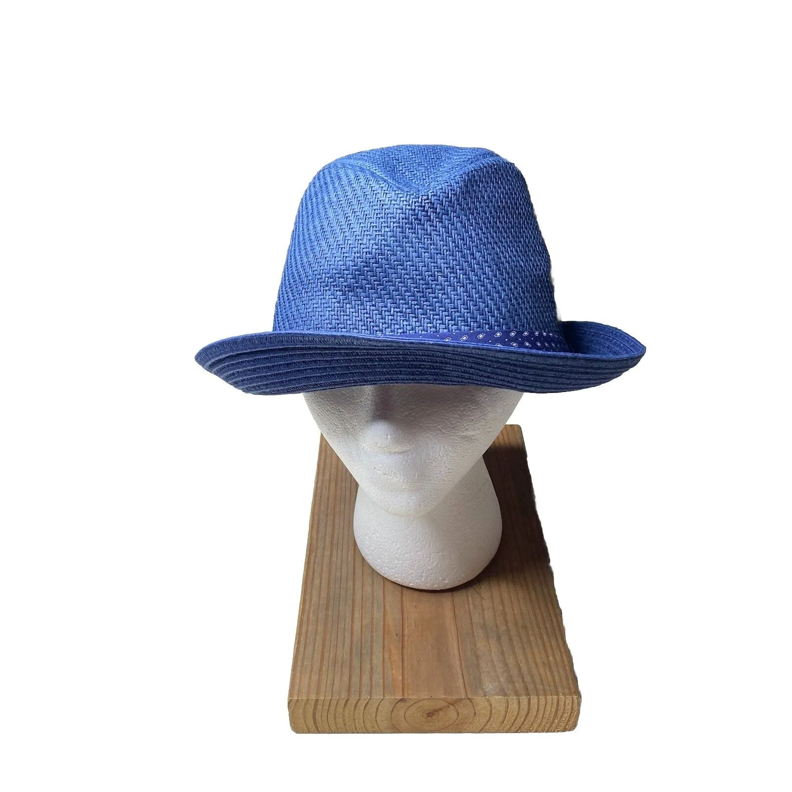 Nordstrom Blue Trilby Panama Style Hat Synthetic Material New  NWT Size S/M - Image 2