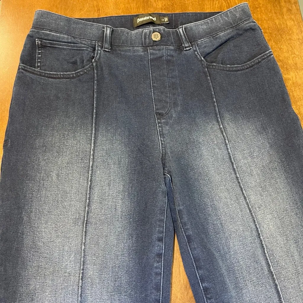 Betabrand Pull On Skinny Jeans Women's Size Large Dark Vintage Wash Front Seam - Image 8