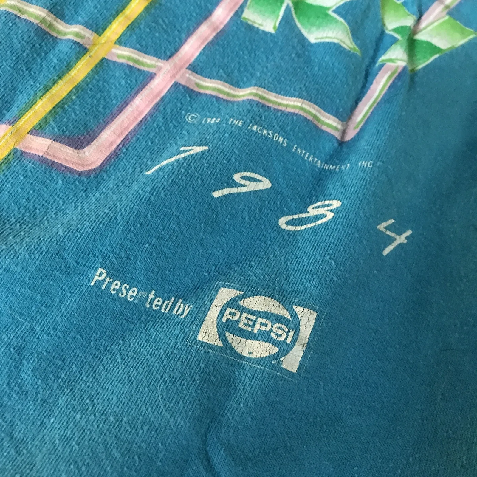 Michael Jackson‎ 1984 Victory Your Tank Top Large Teal VINTAGE Blue Size M - Image 7