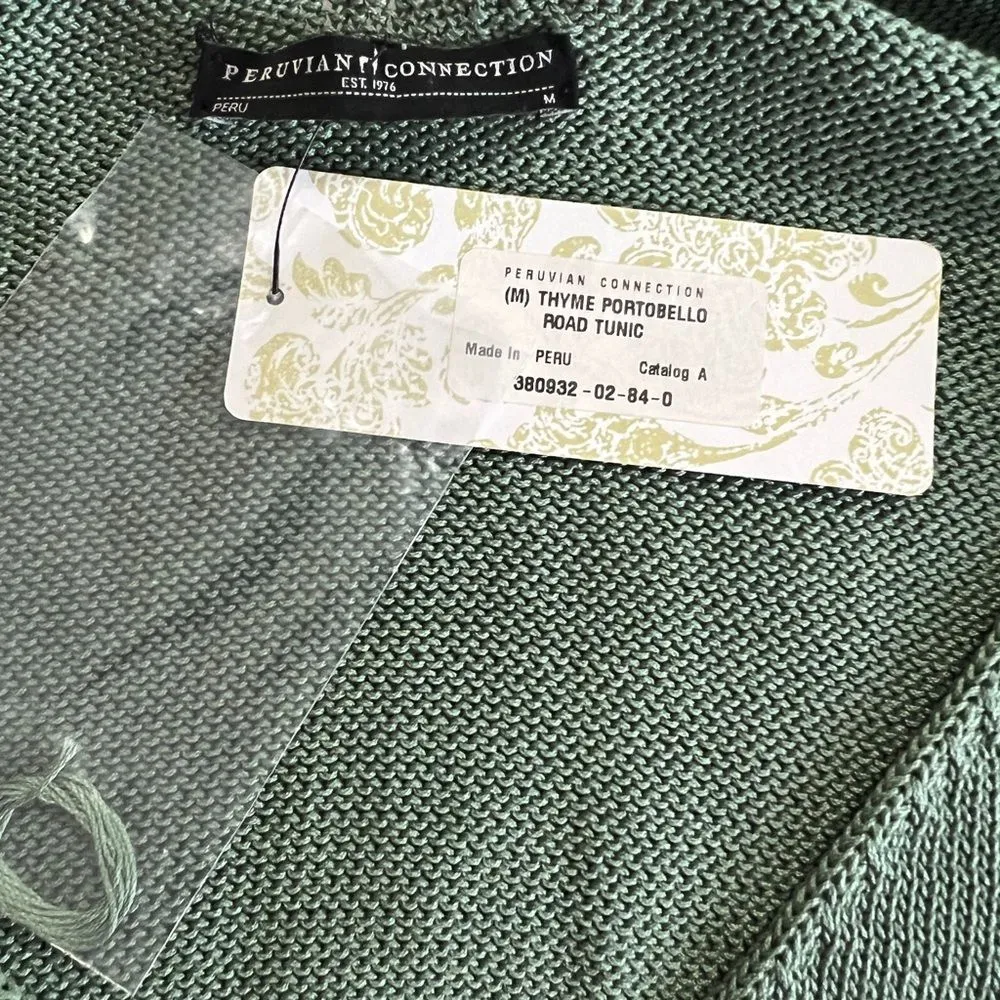 NEW Peruvian Connection Portobello Tunic Dress Green Pima Cotton Asymmetrical He - Image 9