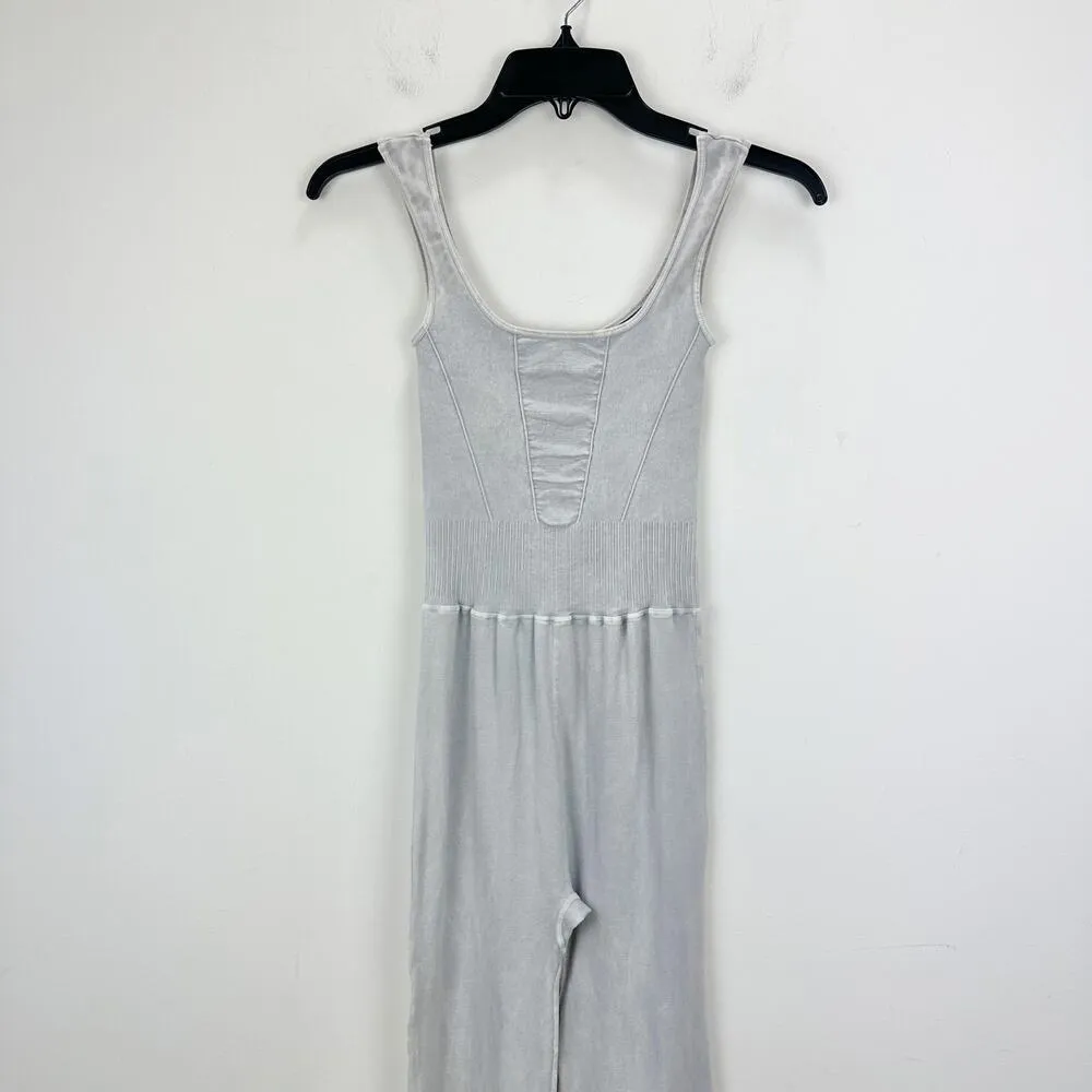 Free People Good Karma Flared Jumpsuit Athleisure Active Stretch Pilates Gray XS - Image 9