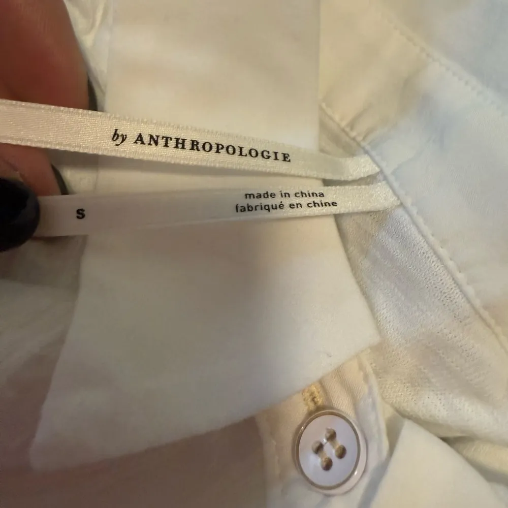 Anthropologie White Blouse Relaxed Fit Button-Down - Image 8