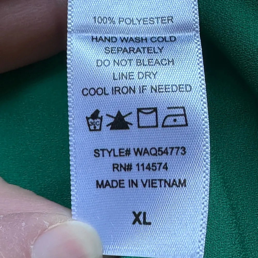 Pleione Kelly Green V Neck Elastic Sleeves Pleated In Front & Back. Sz XL. - Image 9