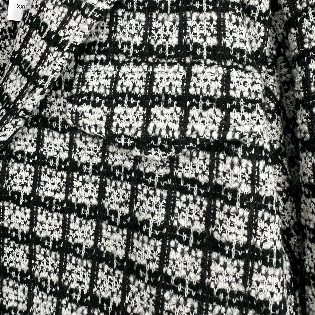 New York & Co Black White Tweed Crop Jacket size XXL Long Sleeve NWT Blazer - Image 5