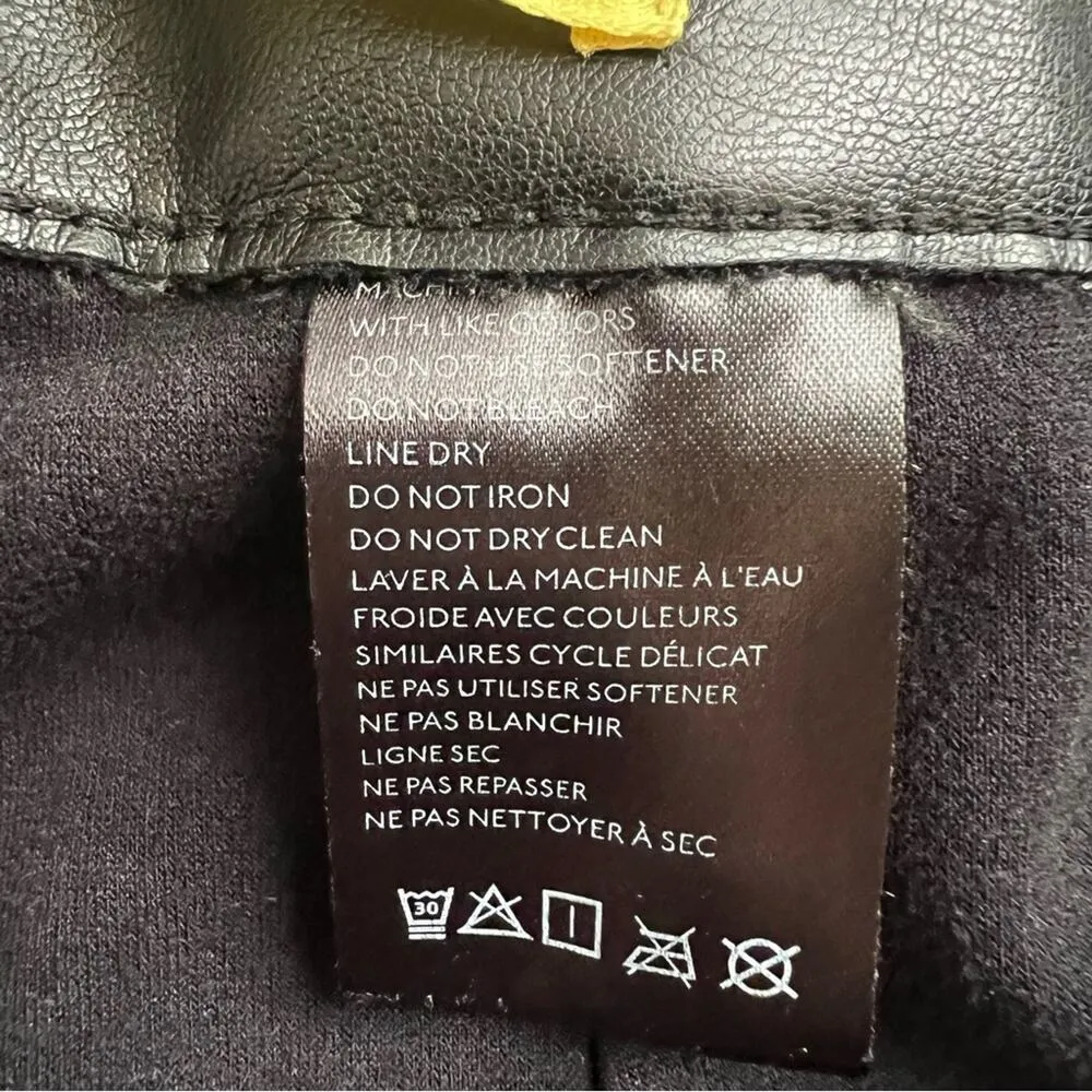 Anthro Maeve Women’s Colette High Waist Faux Vegan Black Leather Wide Leg Pants - Image 5