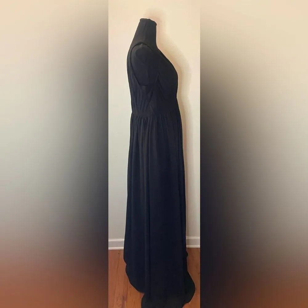 Azazie- Black Maxi dress V-neck back and open V-neck front Size A10 - Image 5