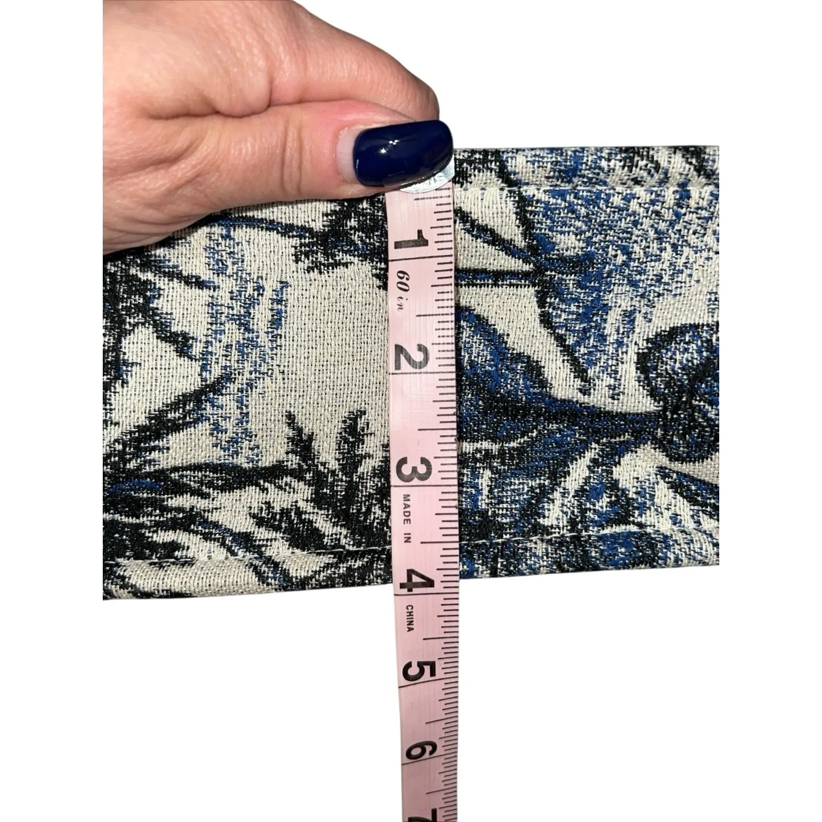 H&M Mini Tote Jacquard Tote Palm Tree Leaf Tropical Bag Crossbody Strap Blue EUC - Image 8