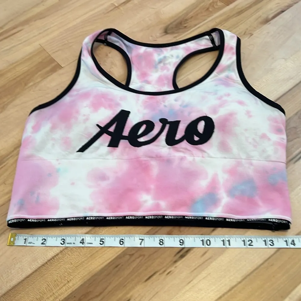 AeroSport Pink & Black Tie-dyed Padded Sports Bra - Image 6