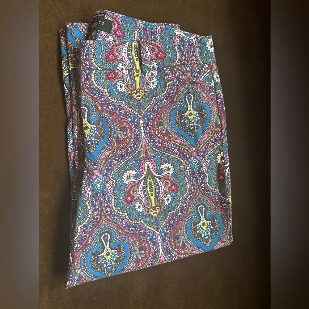 Talbots The Perfect Crop Curvy Multi Color Summer Paisley Pants SZ P12 98%Cotton - Image 6