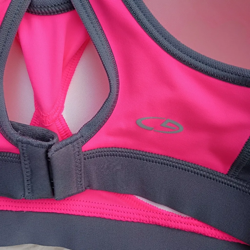Champion Duo Dry Pink Gray Sports Bra Medium Racerback Athletic - Image 3