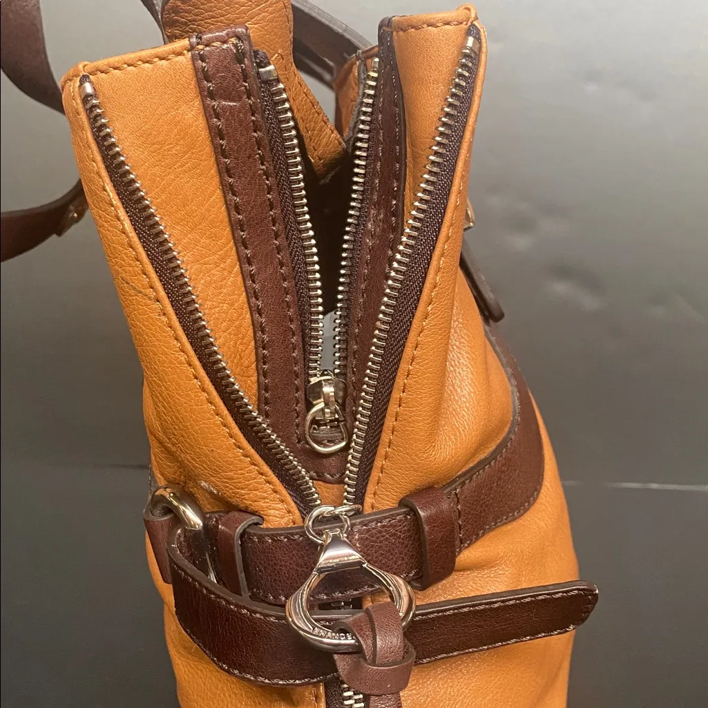 Francesco Biasia Leather Zip Stud Strap Purse Caramel Chocolate Orange - Image 8