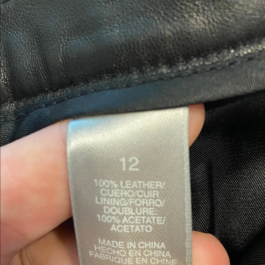 Liz Claiborne Dark Brown  Leather Dress Pants size 12 100% leather inseam 30” - Image 6