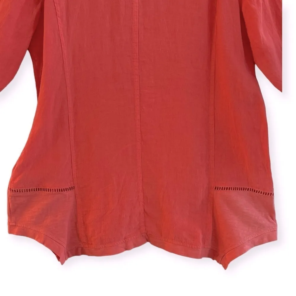 SOFT SURROUNDINGS Linen Leonie Tunic Sun Kissed Coral V Neck Size XL NEW - Image 5