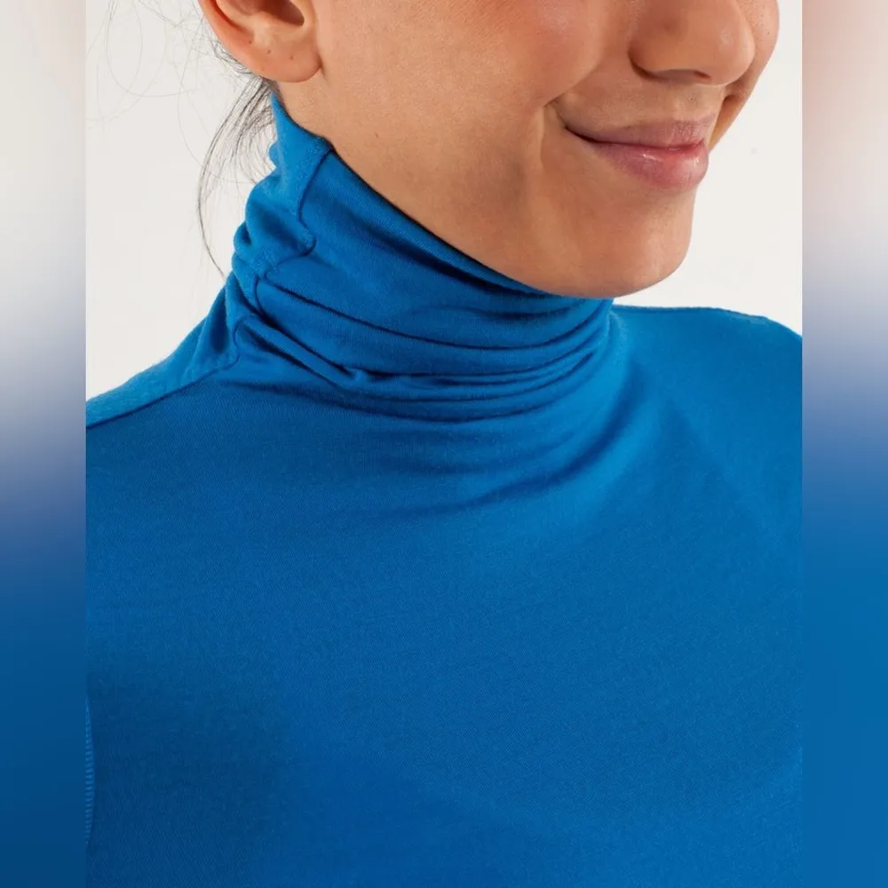 Lululemon St Moritz Jersey *Merino Wool Beaming Blue / Black seamless sweater Size 6 - Image 5