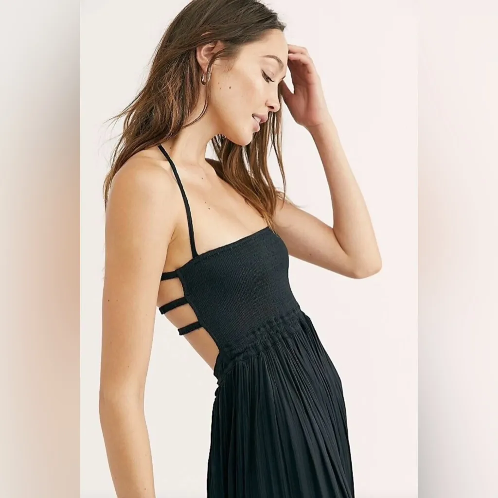 NWT Free People Extratropical Smocked Halter Cutouts Back Maxi Dress Size L - Image 4