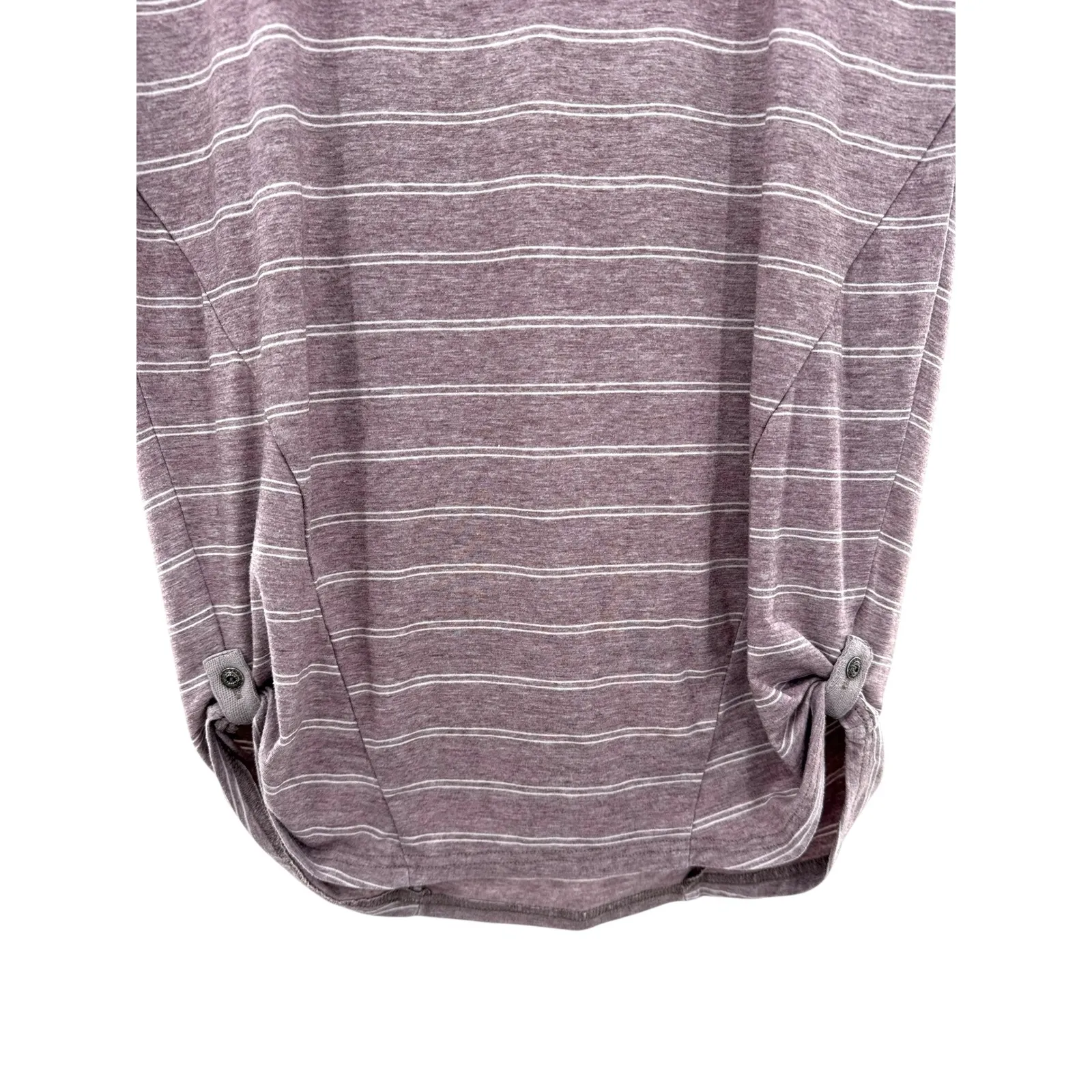 Kuhl Laurel‎ Womens S Mauve Striped Button Tab Sleeve Short Sleeve T Shirt Top - Image 5