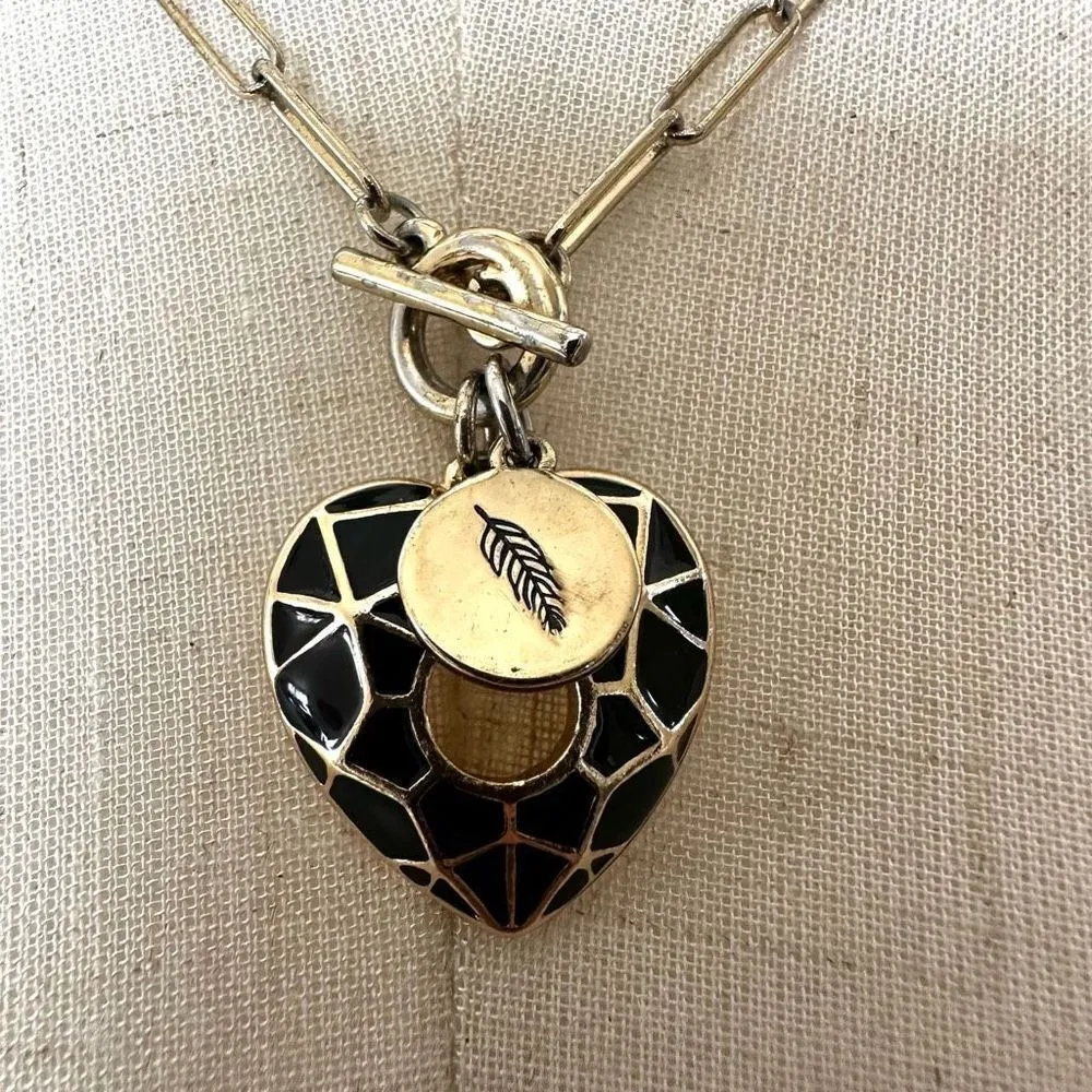 Simply Vera Wang black enamel gold tone heart pendant necklace - Image 2