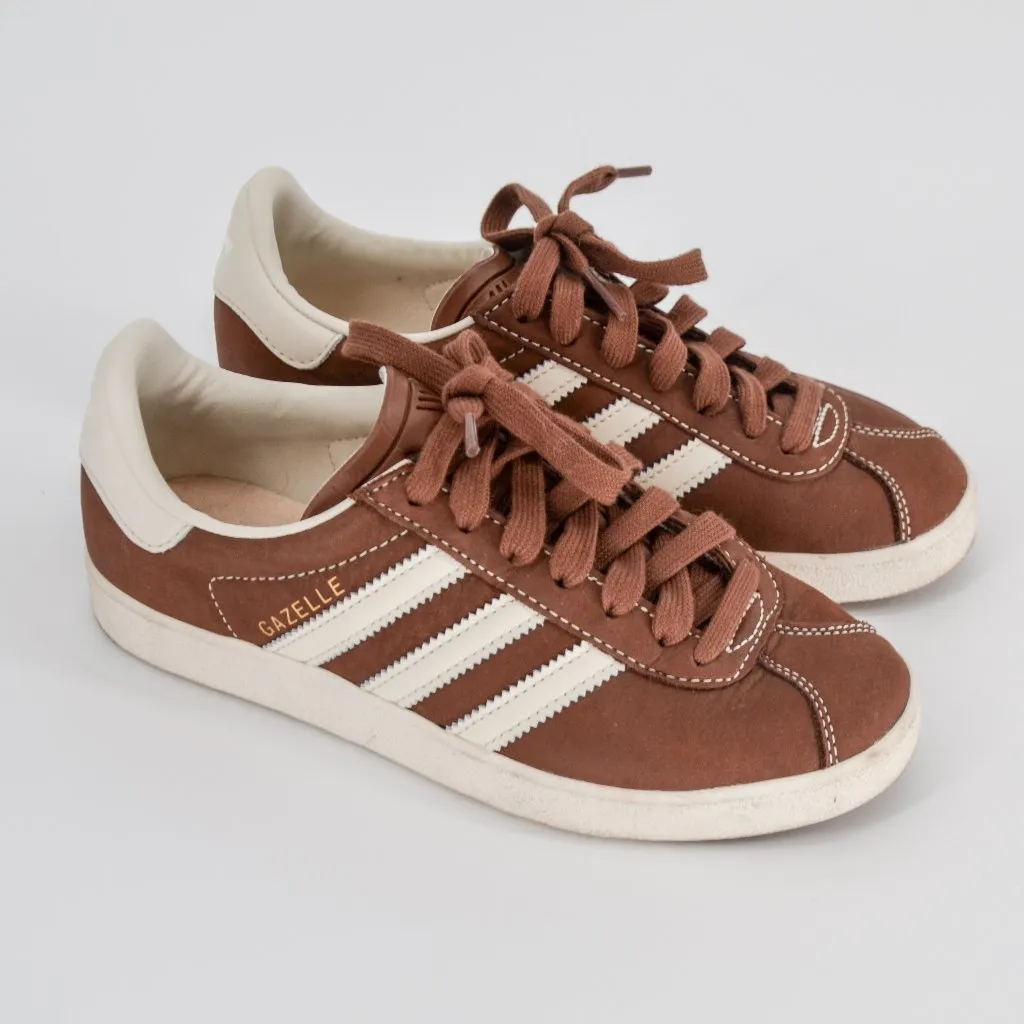 Adidas Gazelle 85 Sneakers Coffee Brown Cream White Leather Lace Up Lo Size 8 - Image 4