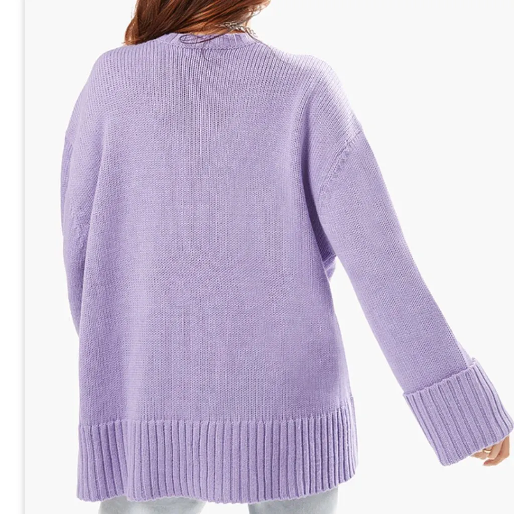 NWT WE WORE WHAT Oversize Crew Sweater LILAC M/L - Image 5