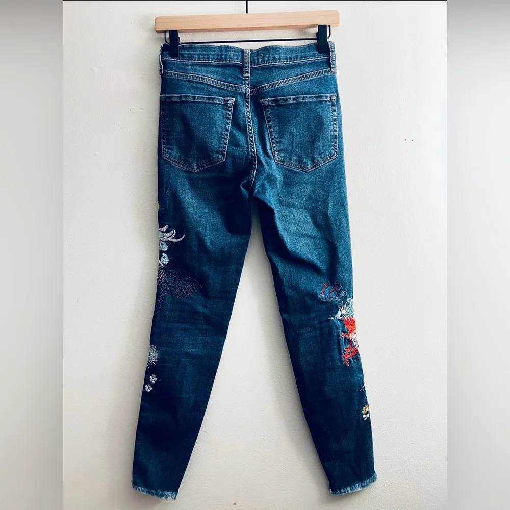 Free People Peacock Embroidered Skinny Jeans 25 - Image 7