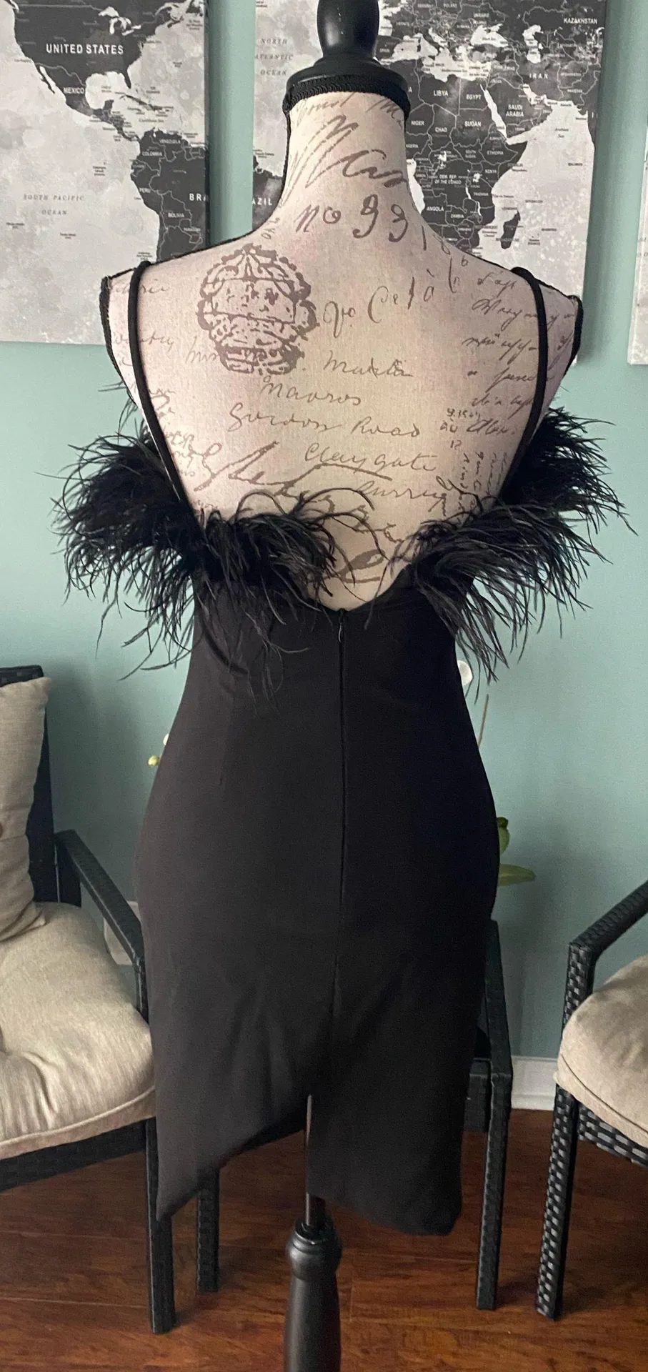 Black Feather Cocktail NYE Dress - Image 5