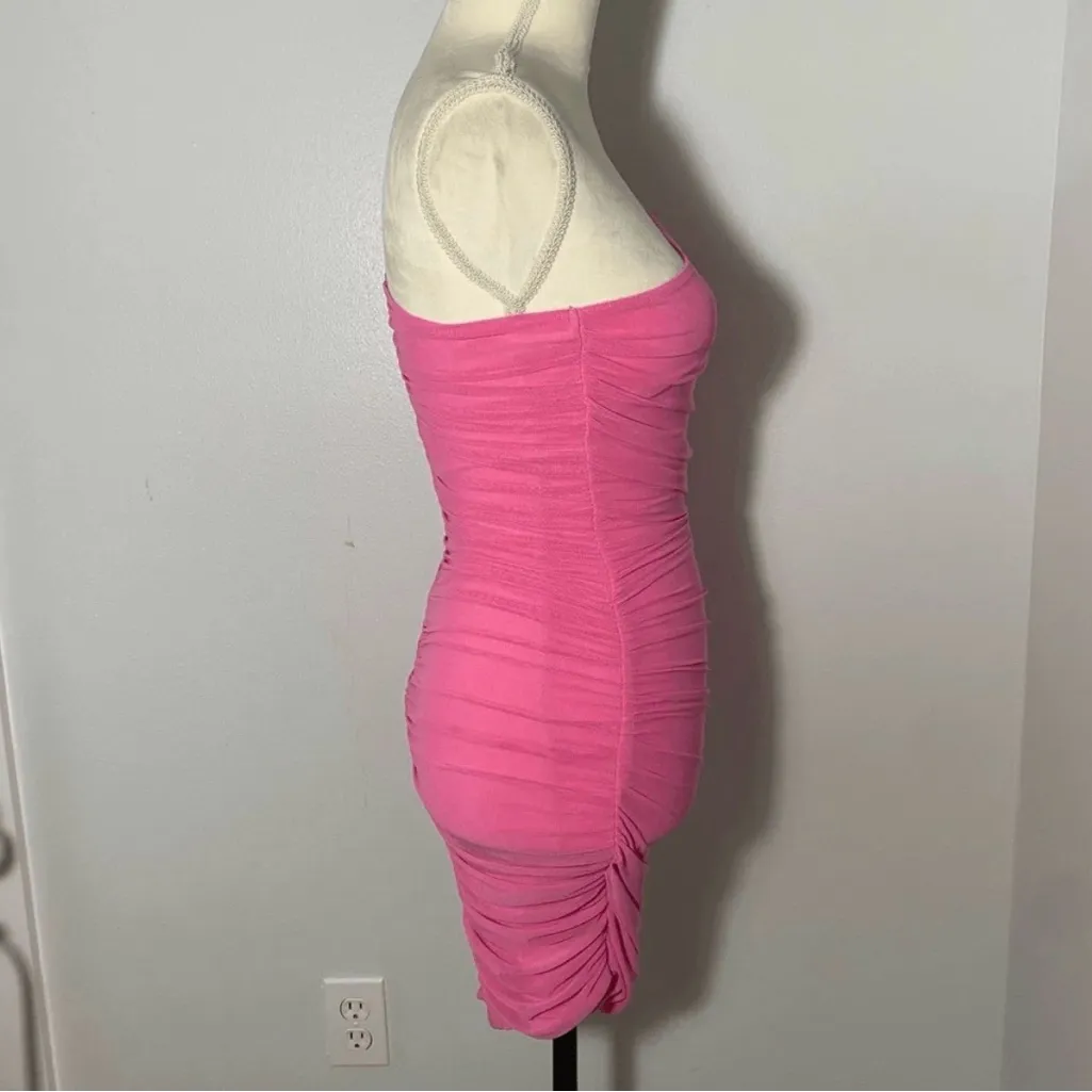 Hello Molly Vibrant Pink One-Shoulder Dress - Image 6