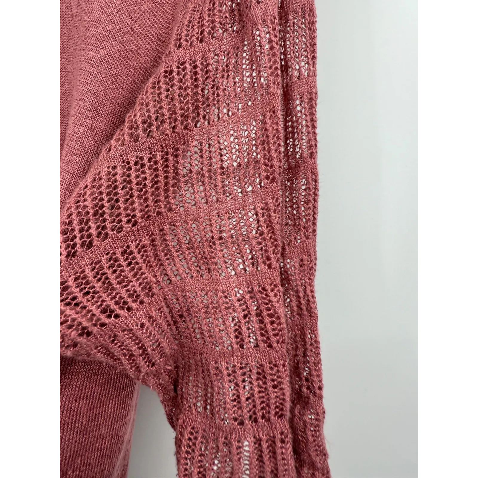 POETRY Linen Blend Asymmetrical Hem Knit Top Rose Mauve Size 14 - Image 5