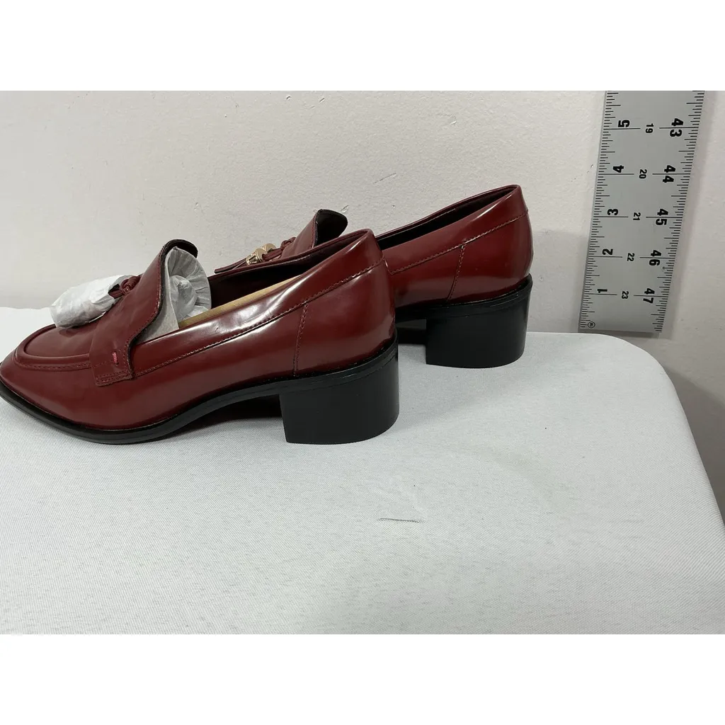 Womans NWOT Franco Sarto Slip On Loafer Shoes 5.5 M Maroon Block Heel Tassel - Image 4