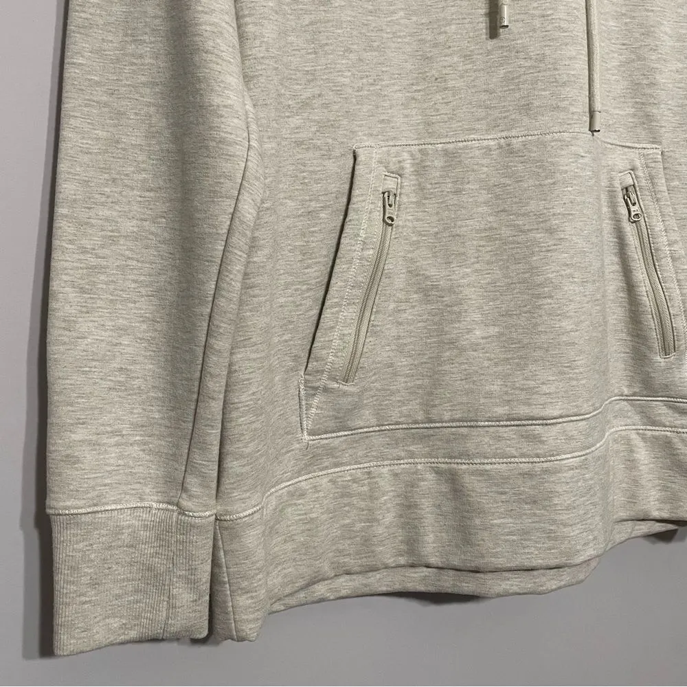 T by Talbots Cream Pullover Hoodie with Zipper Pockets Small - Image 3