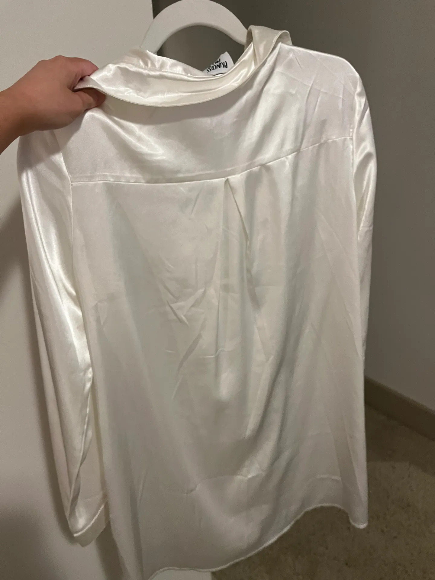 Satin Shirt White Mini Dress - Image 6